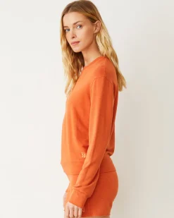 MONROW Supersoft Crew Neck Sweatshirt RUSTORANGE Discount